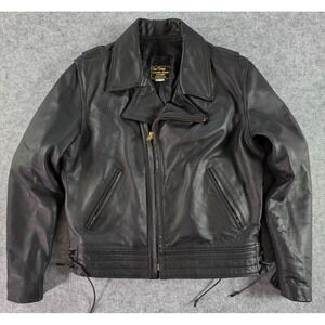 San Diego Leather Jacket Factory Jacket Mens 44 Black Motorcycle Biker USA